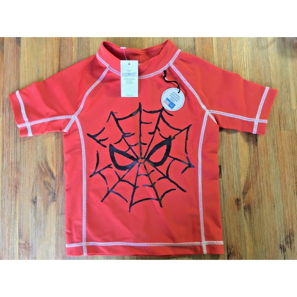 SPIDER-MAN Shirt Junk Food Baby Gap 18-24 Mo. UPF 50+ Rash Guard Beachy Vacation